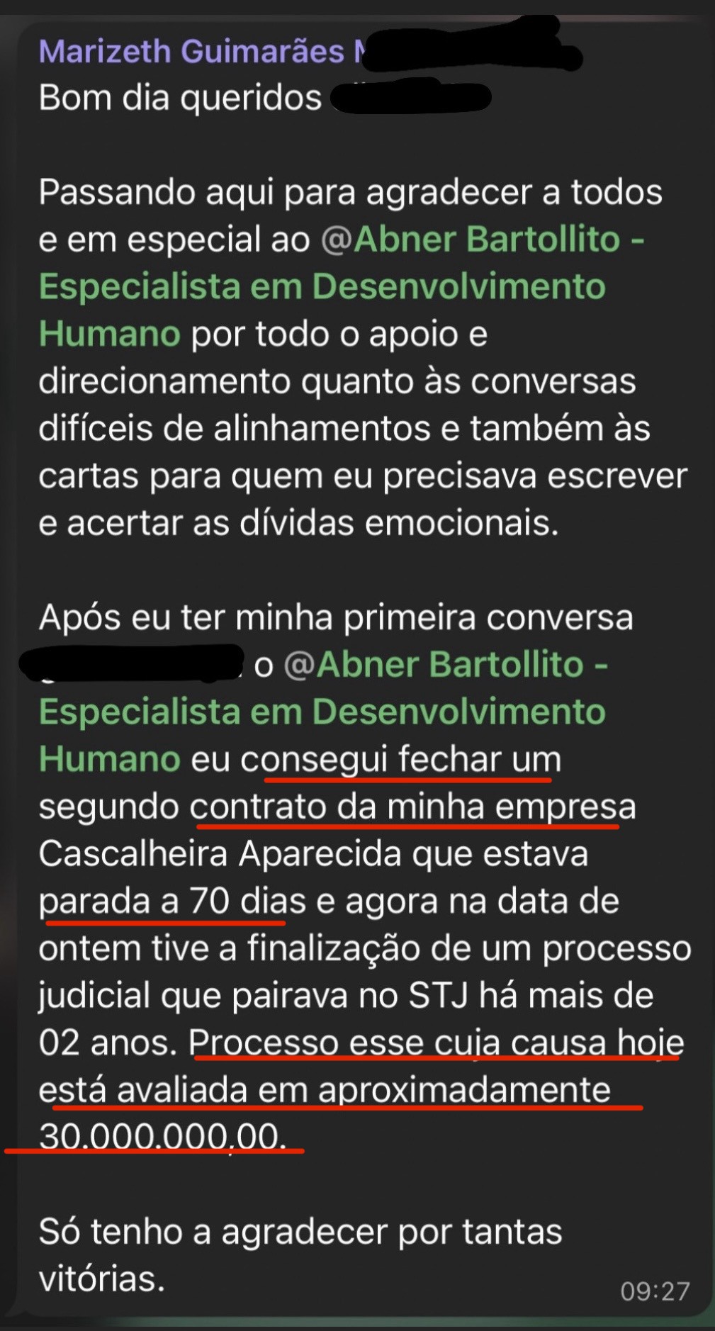 Depoimento de Marizeth